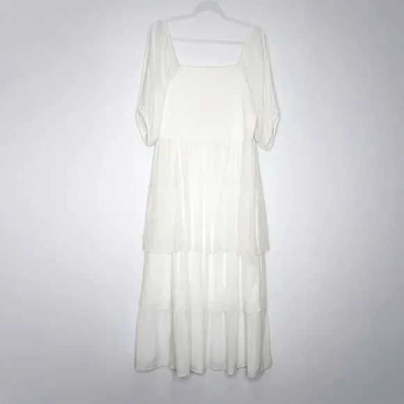 Kings Road | Dresses | Kings Road Womens Maxi Dress Size 2x White Tiered  Smocked Bachelorette Bride | Poshmark